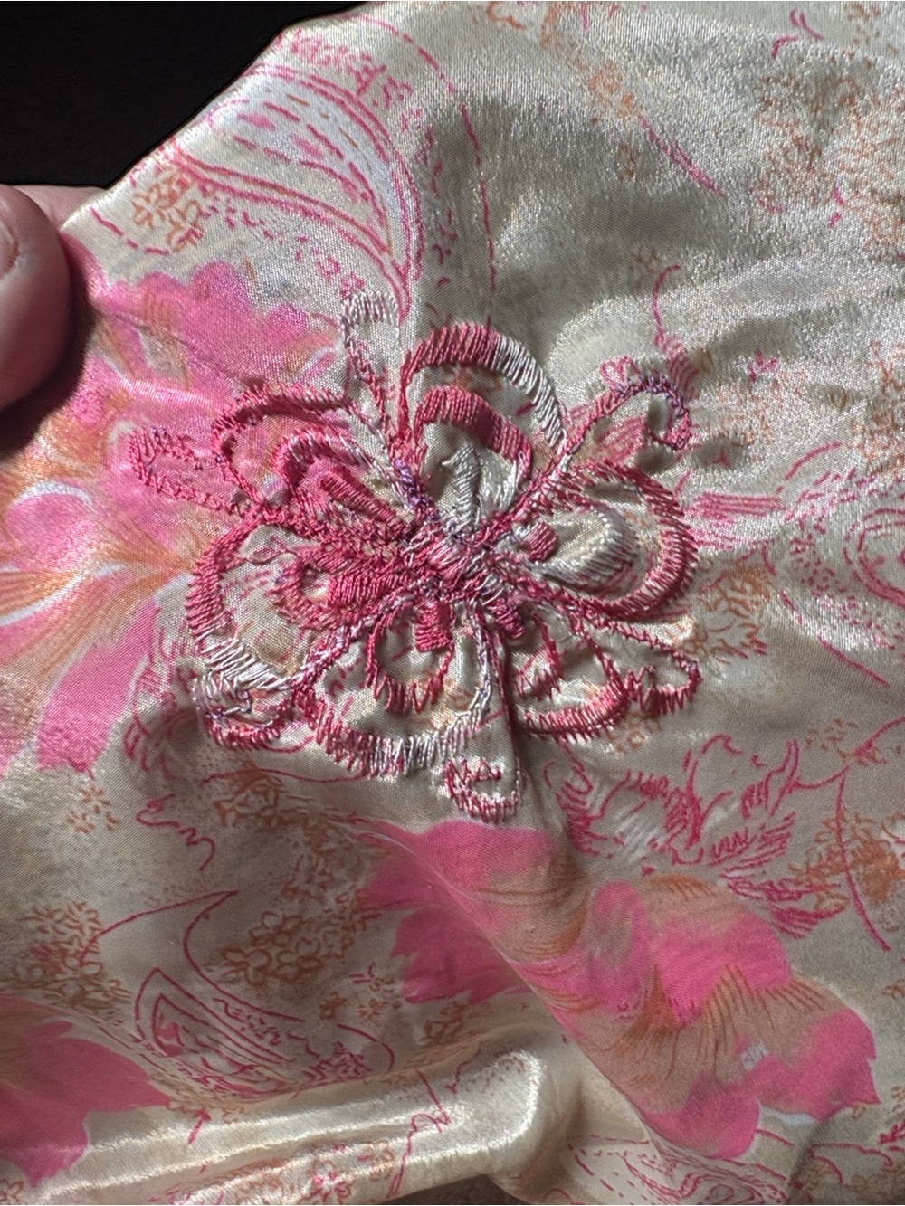 Floral Pink and Gold Reversible Silk Sari Skirt - Picture 7 of 9